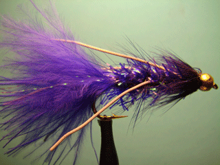 Purple Bead Head Crystal Rubber Woolly Bugger (6 y 10)